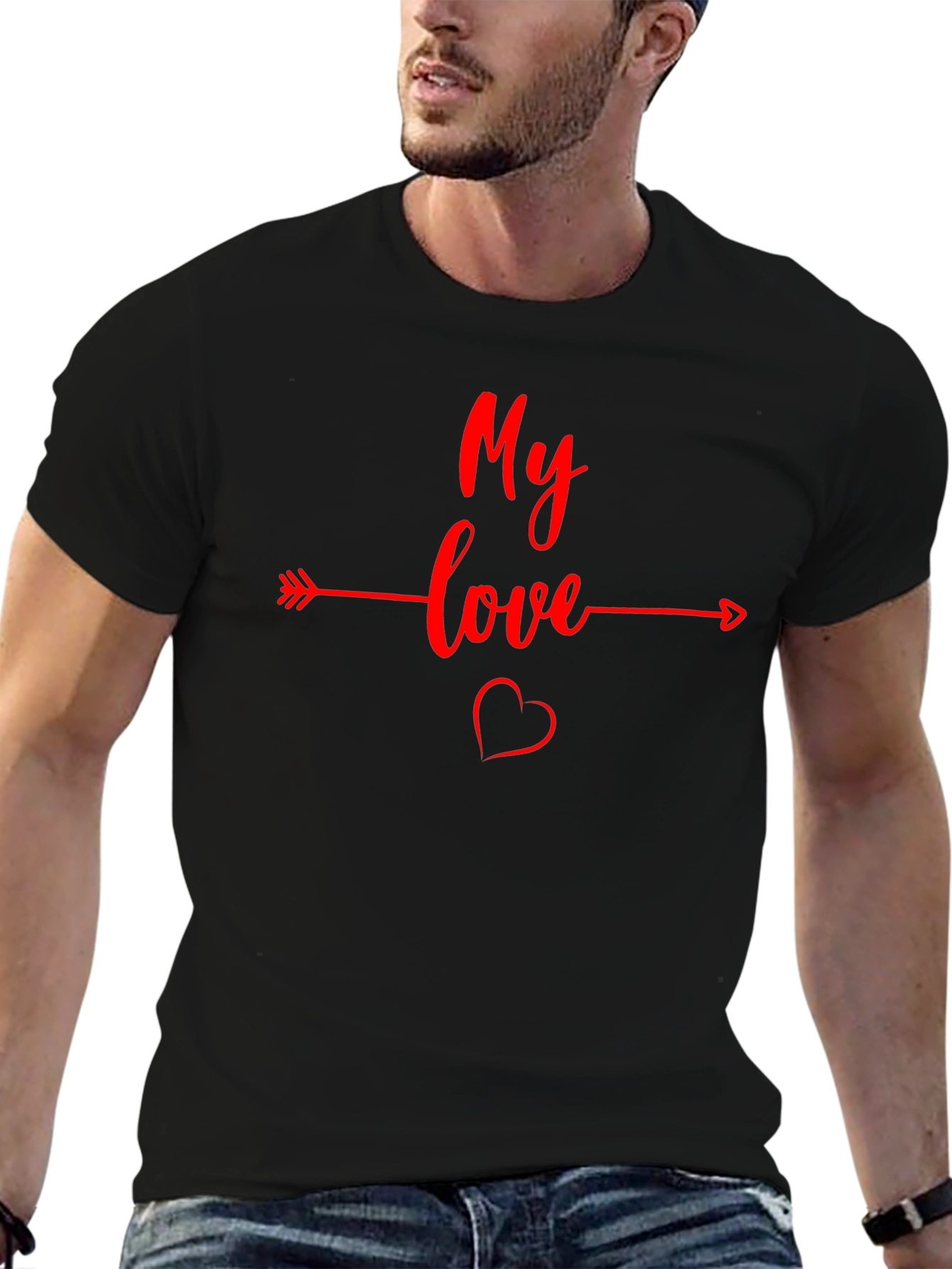 My Love Arrow Heart Graphic Tee - Black