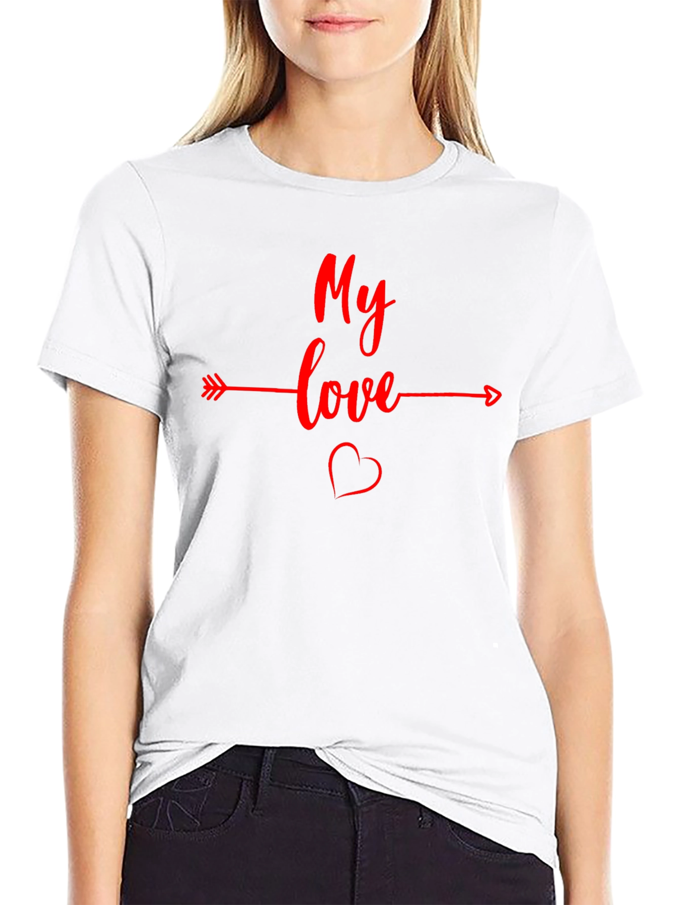 My Love Arrow Heart Graphic Tee - Black