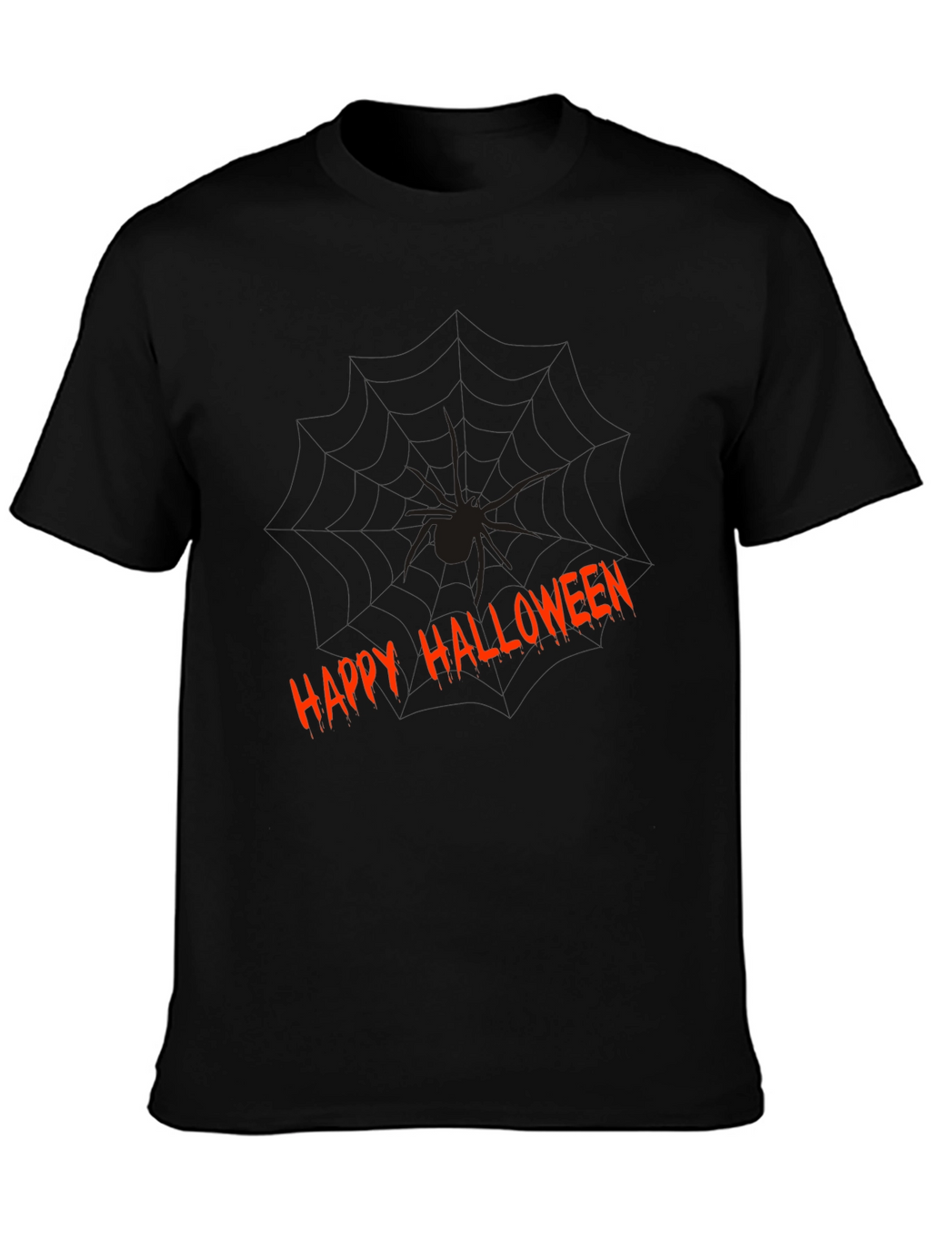 Happy Halloween Spider Graphic Tee - Mens Black T-Shirt