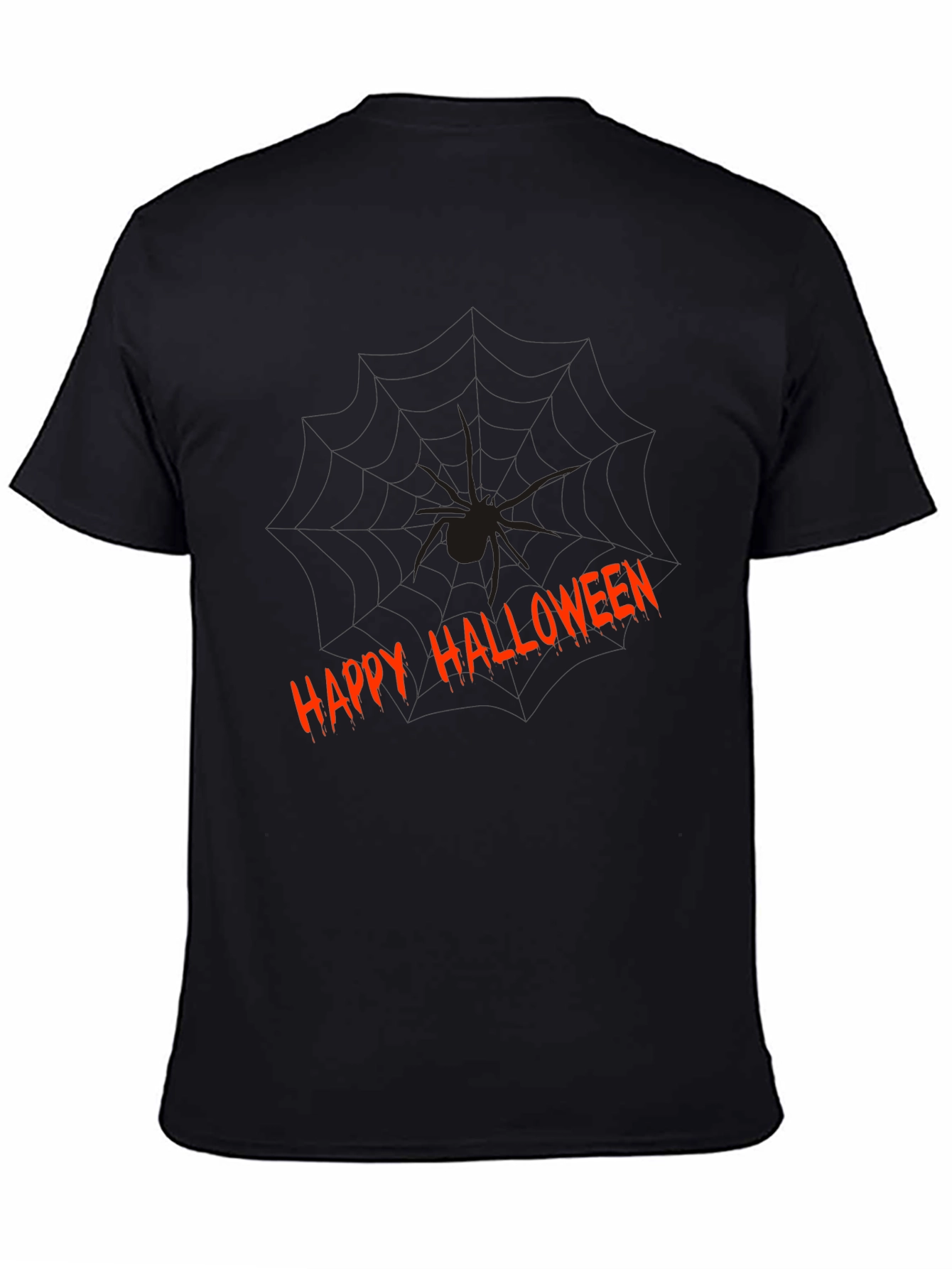 Happy Halloween Spider Graphic Tee - Mens Black T-Shirt