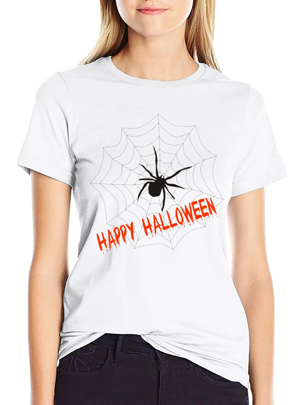 Happy Halloween Spider Graphic Tee - Mens Black T-Shirt