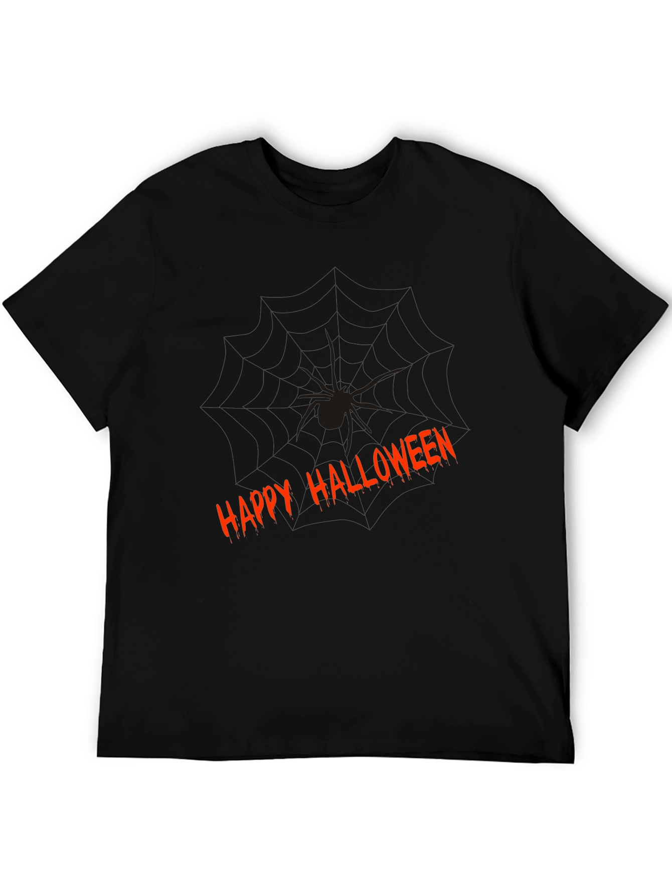 Happy Halloween Spider Graphic Tee - Mens Black T-Shirt