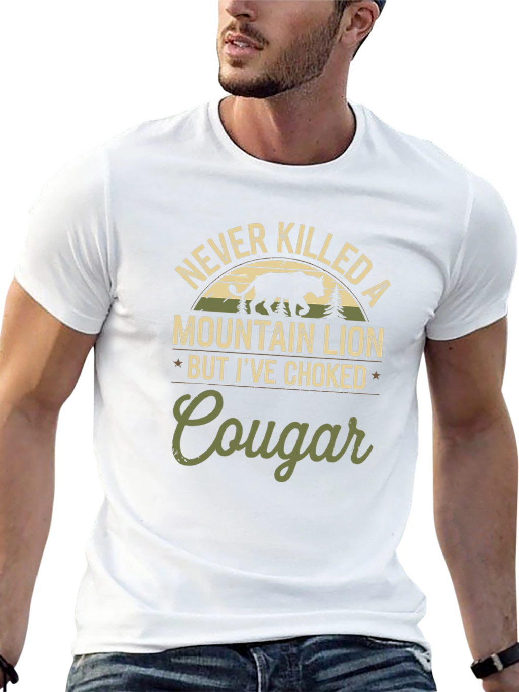 Never Killed a Mountain Lion Funny Graphic Tee