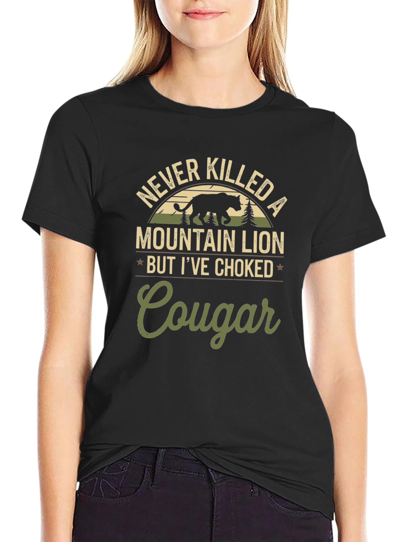 Never Killed a Mountain Lion Funny Graphic Tee