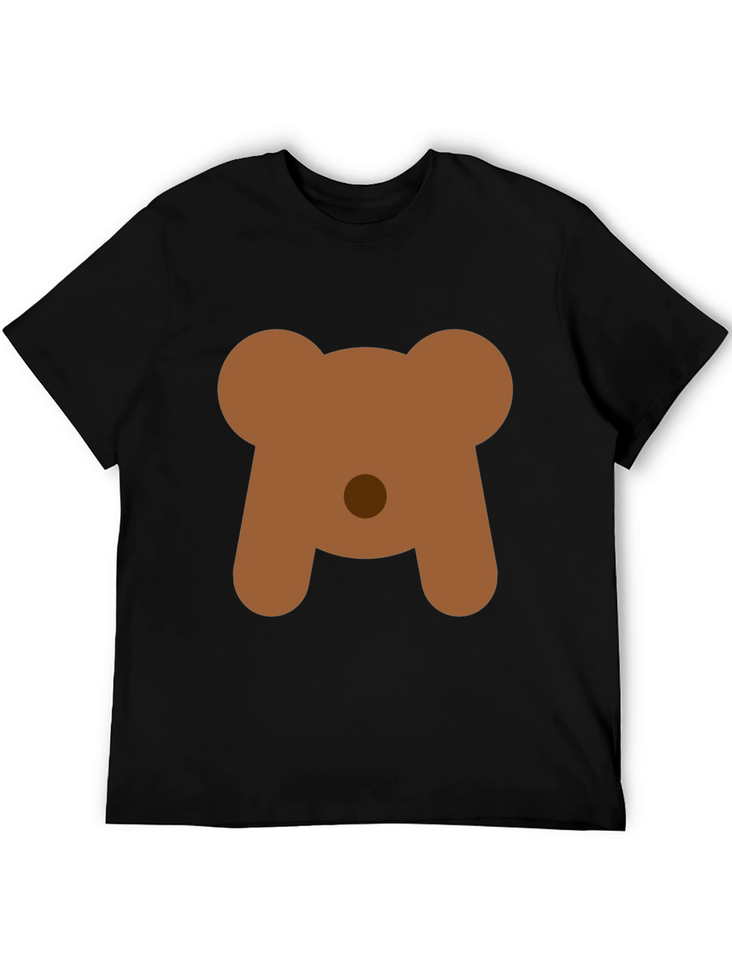 Cute Bear Face Graphic Tee - Black Casual T-Shirt