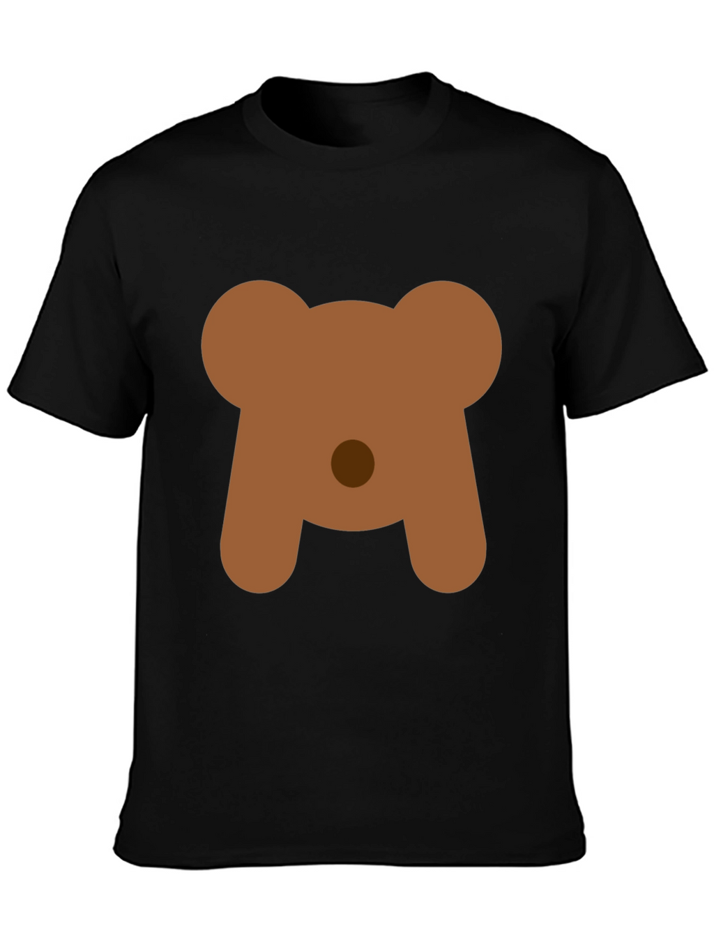 Cute Bear Face Graphic Tee - Black Casual T-Shirt