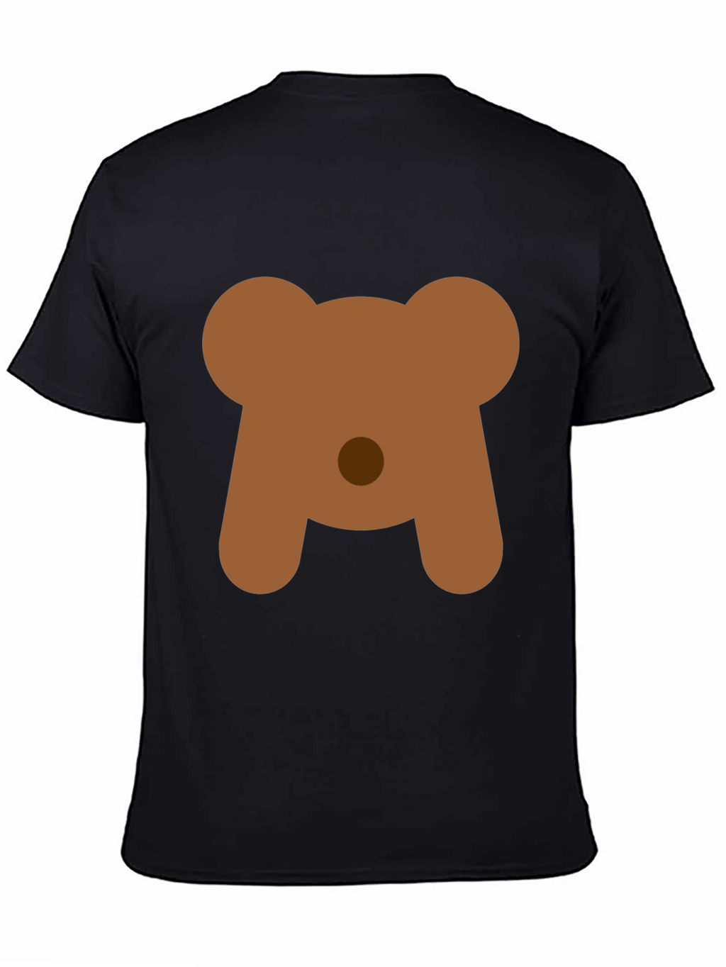 Cute Bear Face Graphic Tee - Black Casual T-Shirt