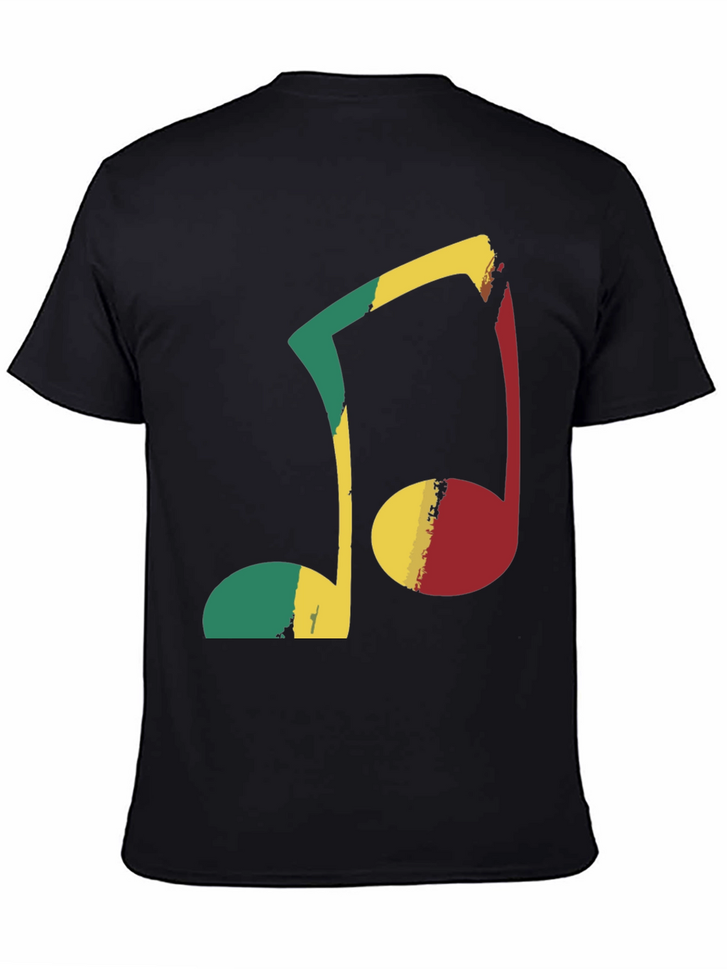 Rasta Music Note Graphic Tee - Black Cotton T-Shirt