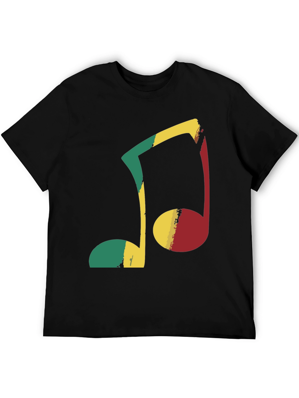 Rasta Music Note Graphic Tee - Black Cotton T-Shirt