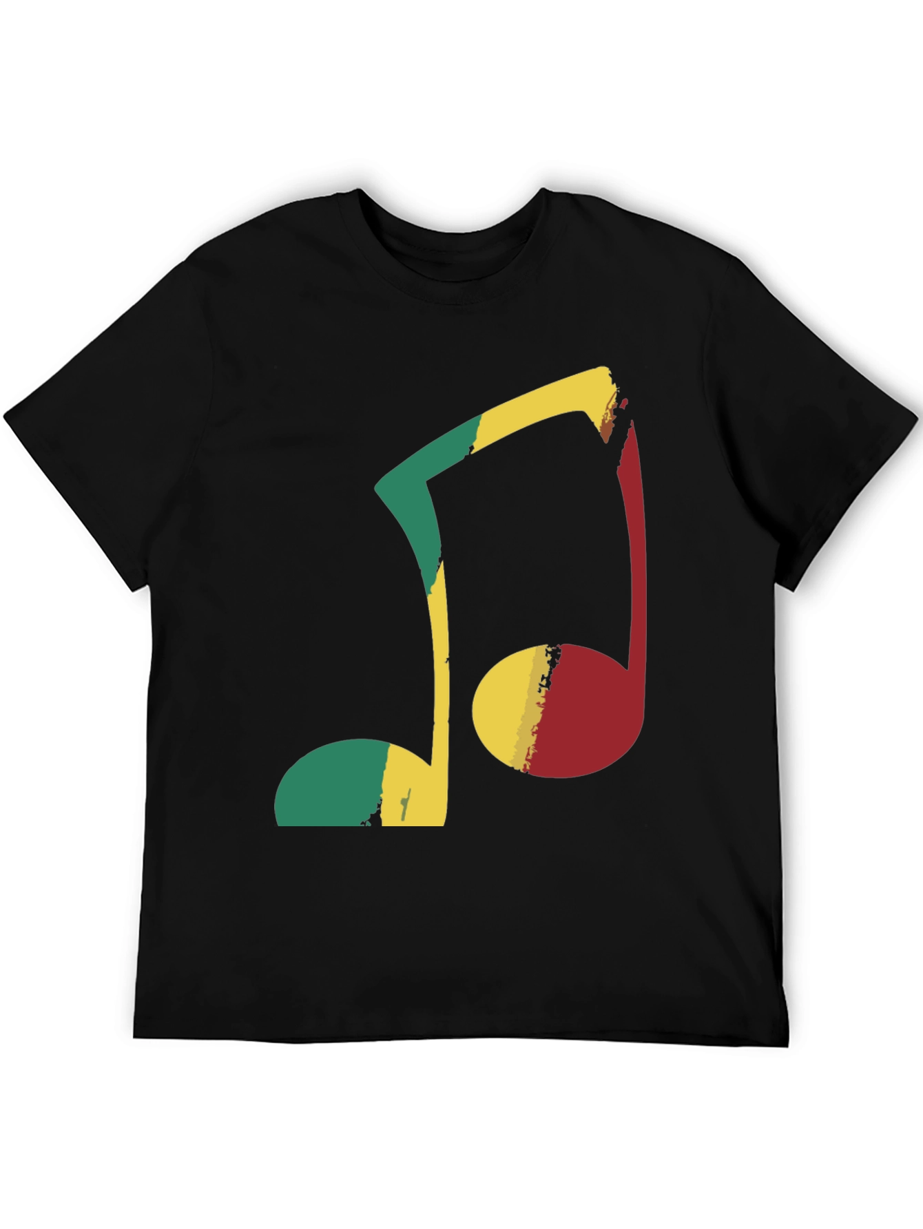 Rasta Music Note Graphic Tee - Black Cotton T-Shirt