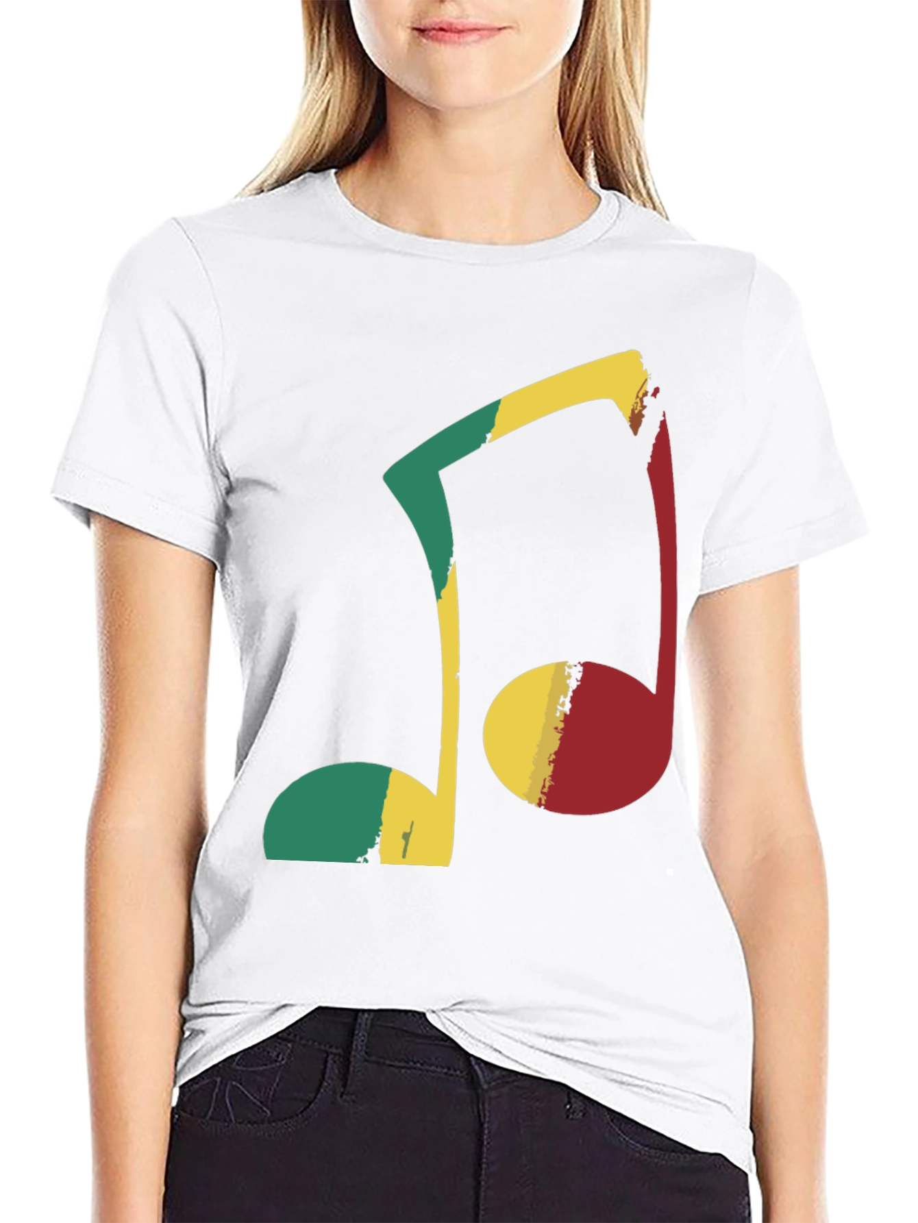 Rasta Music Note Graphic Tee - Black Cotton T-Shirt