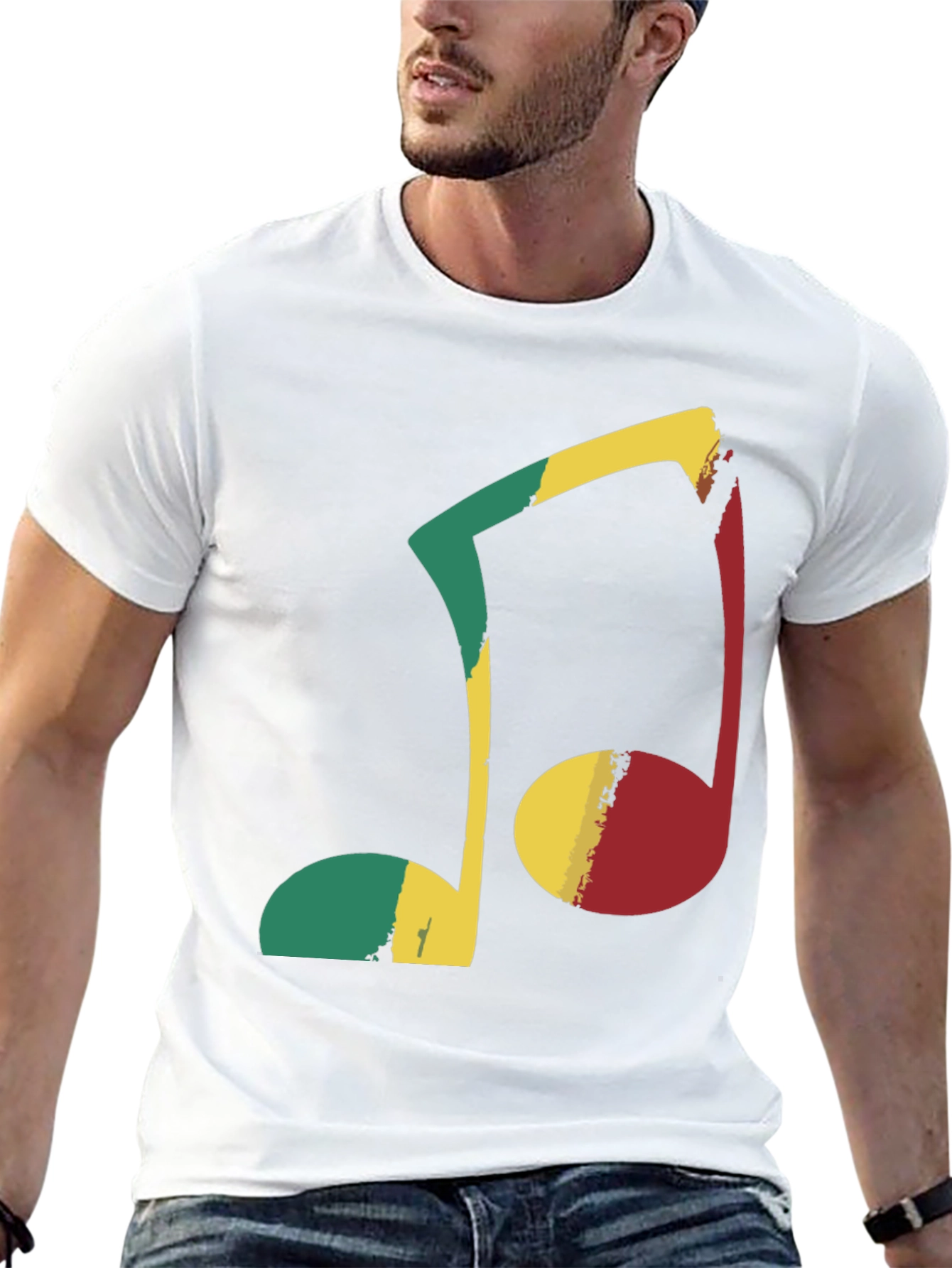 Rasta Music Note Graphic Tee - Black Cotton T-Shirt