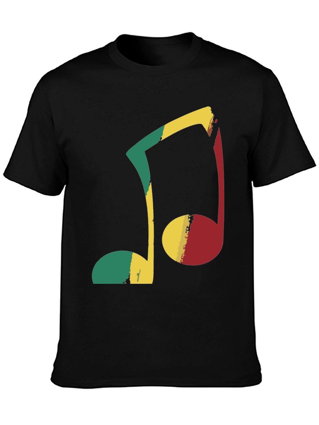 Rasta Music Note Graphic Tee - Black Cotton T-Shirt