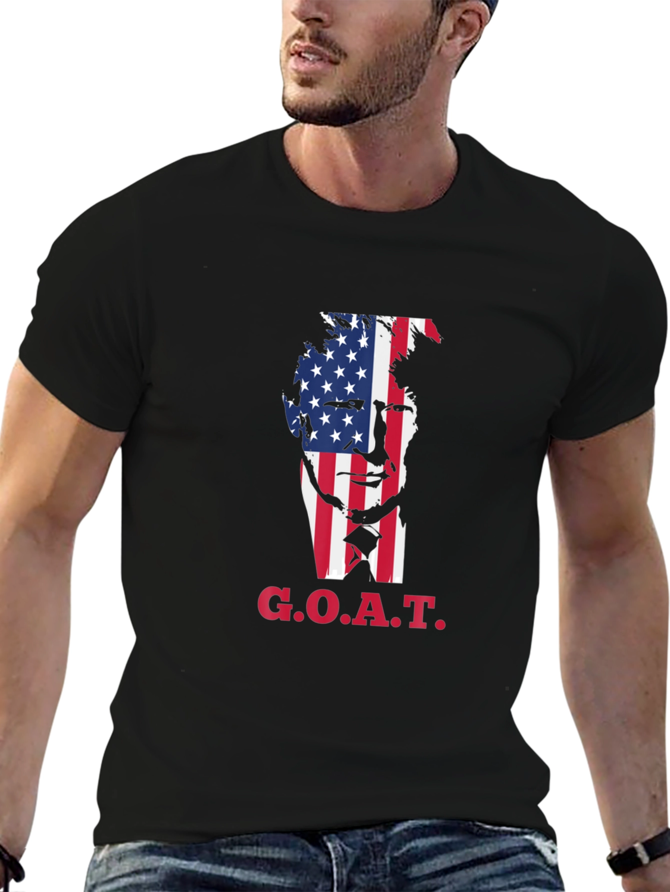 GOAT Trump American Flag Graphic T-Shirt