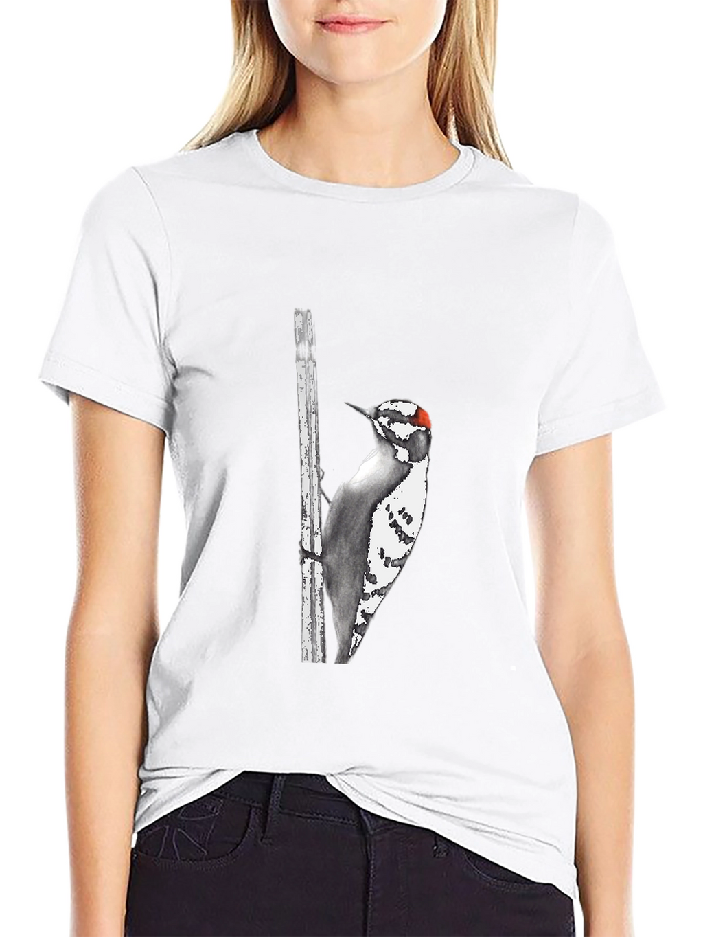 Downy Woodpecker Graphic Tee - Black