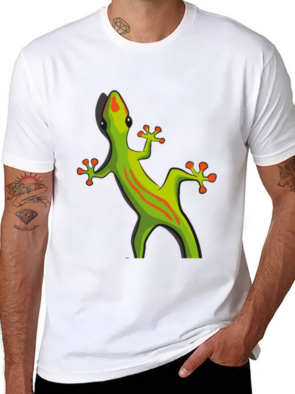 Black T-Shirt with Gecko Graphic