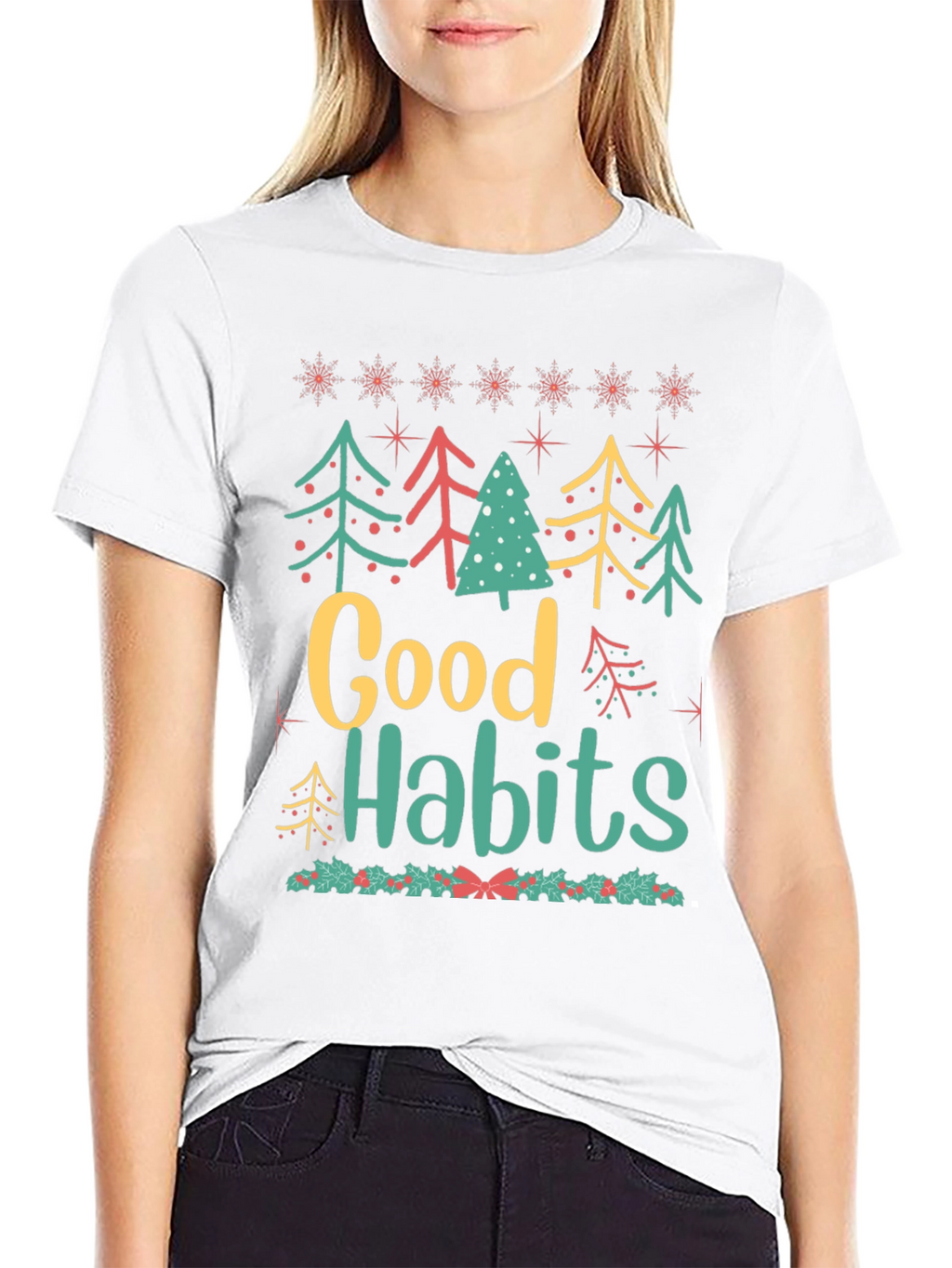 Festive Good Habits Holiday Graphic Tee