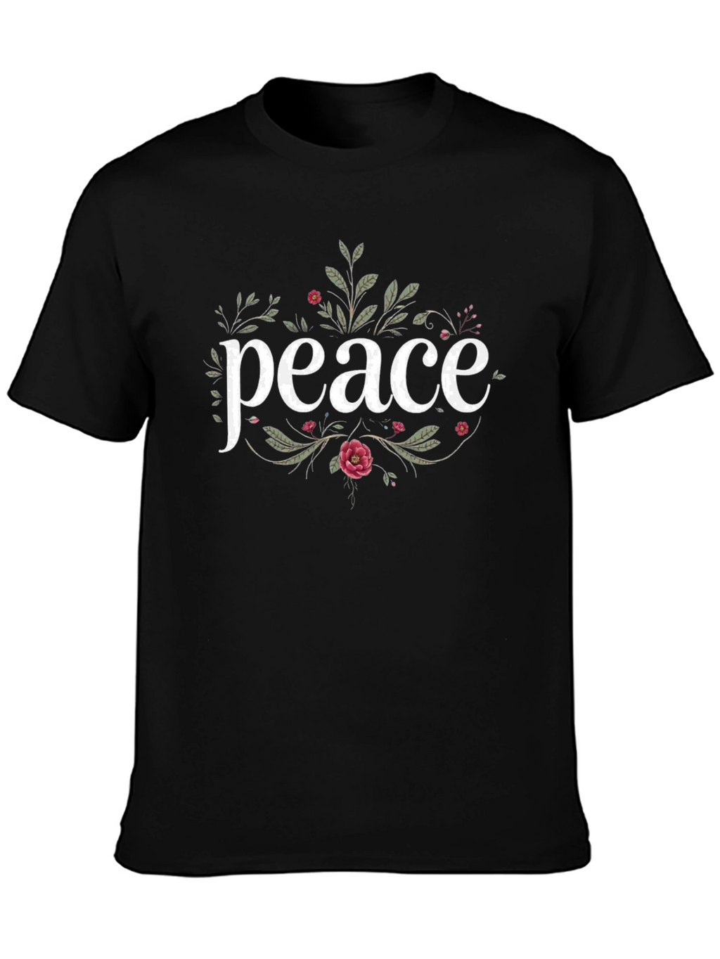 Peace Floral Graphic T-Shirt - Black