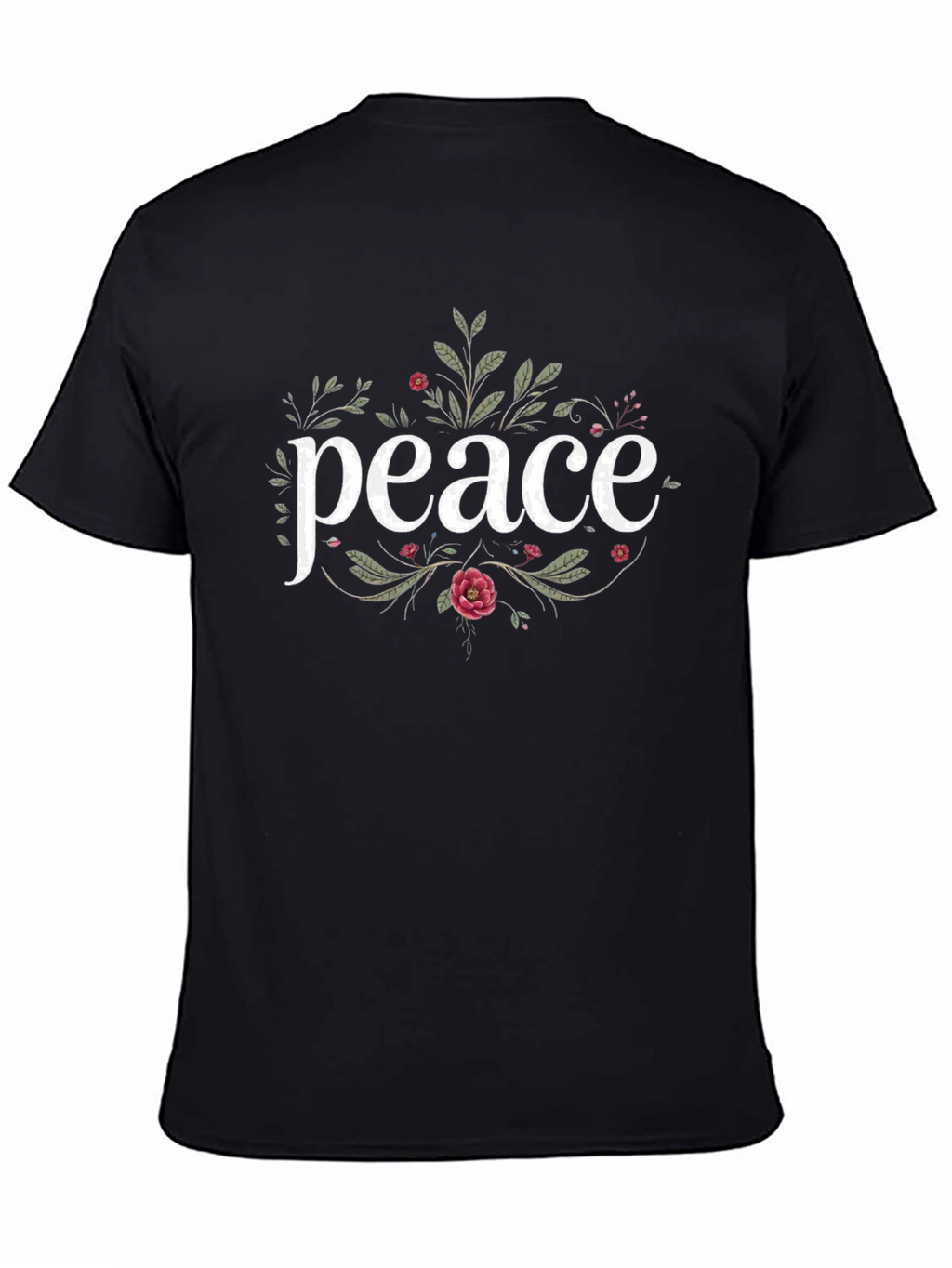 Peace Floral Graphic T-Shirt - Black