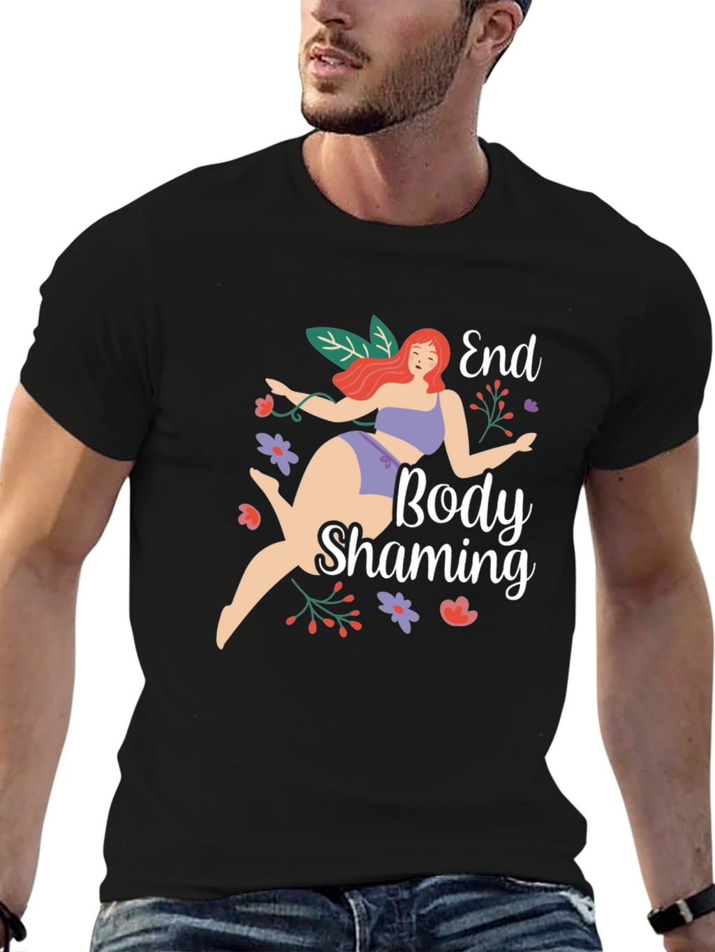 End Body Shaming Black Graphic T-Shirt