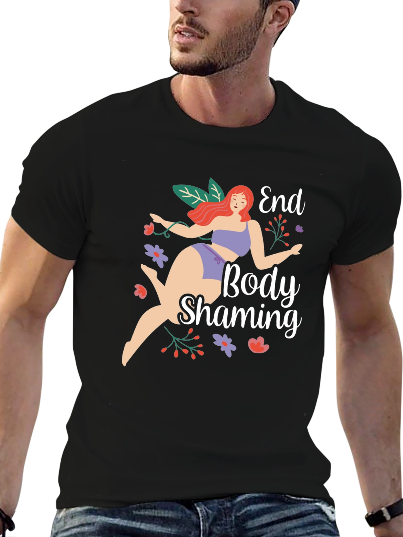End Body Shaming Black Graphic T-Shirt