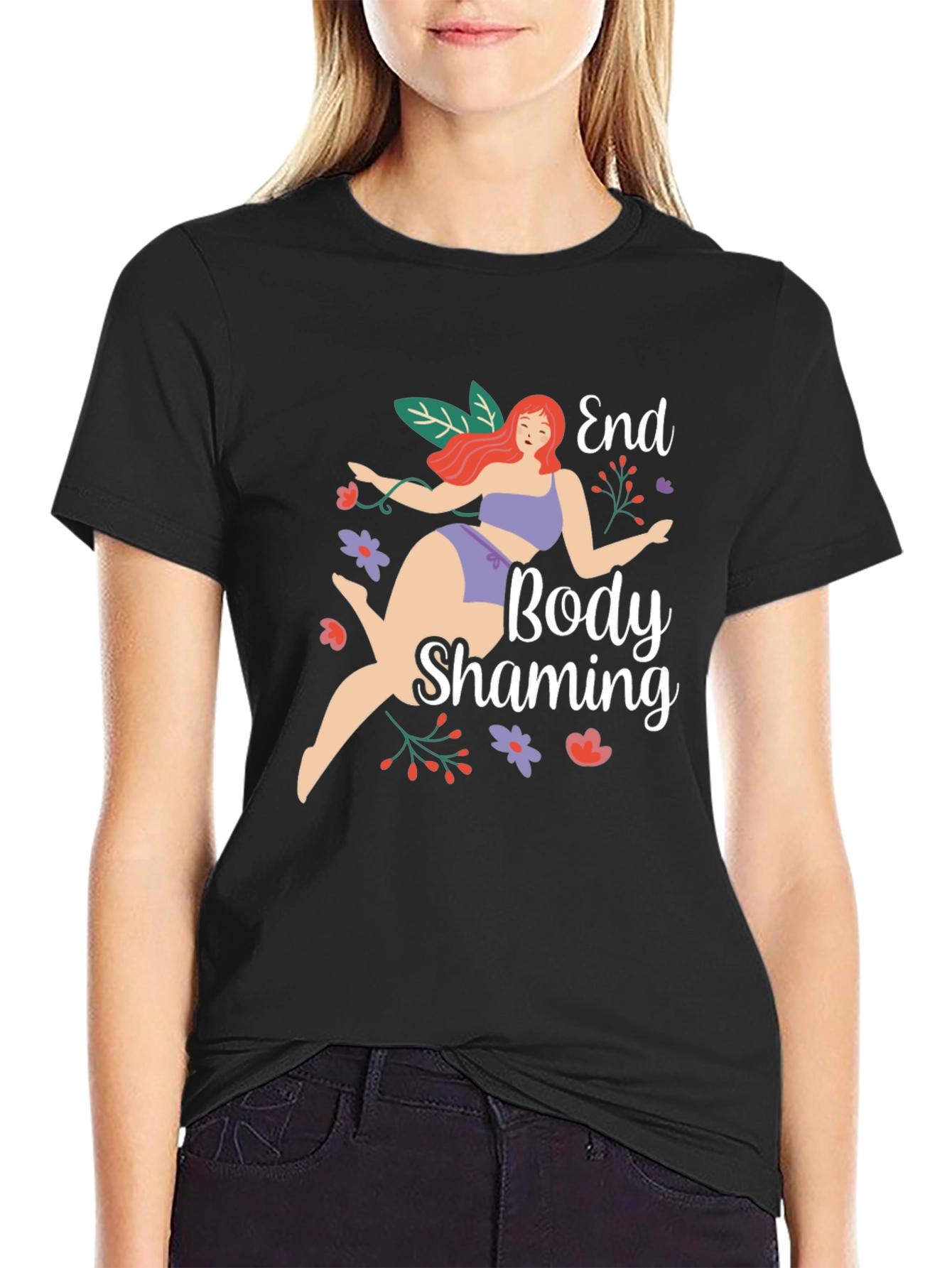 End Body Shaming Black Graphic T-Shirt