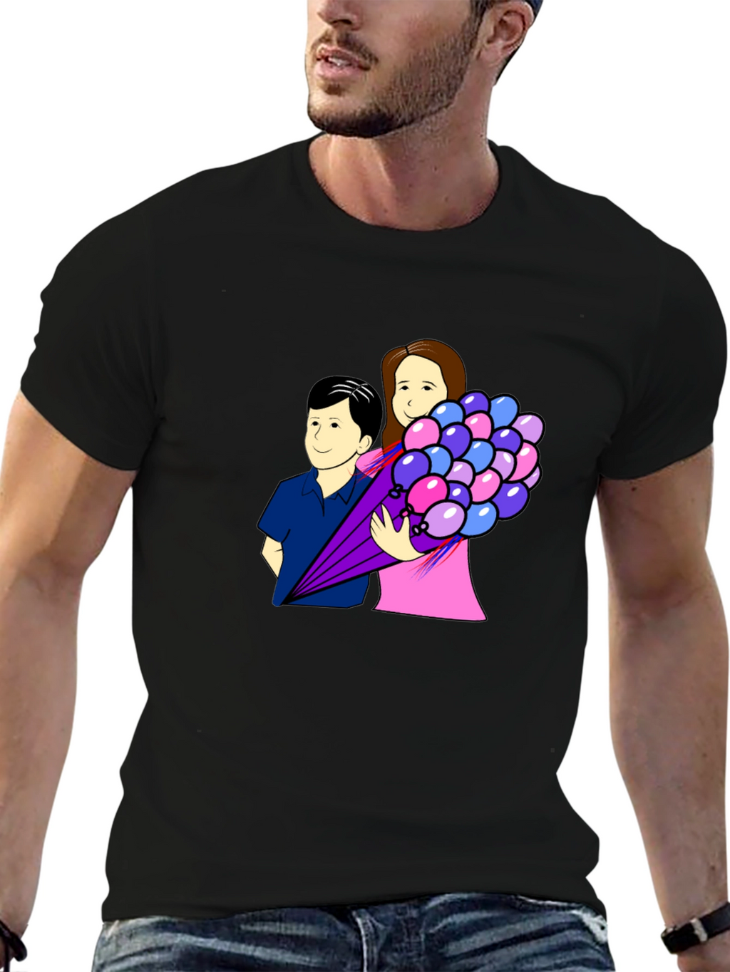 Couple Holding Balloons Graphic Tee