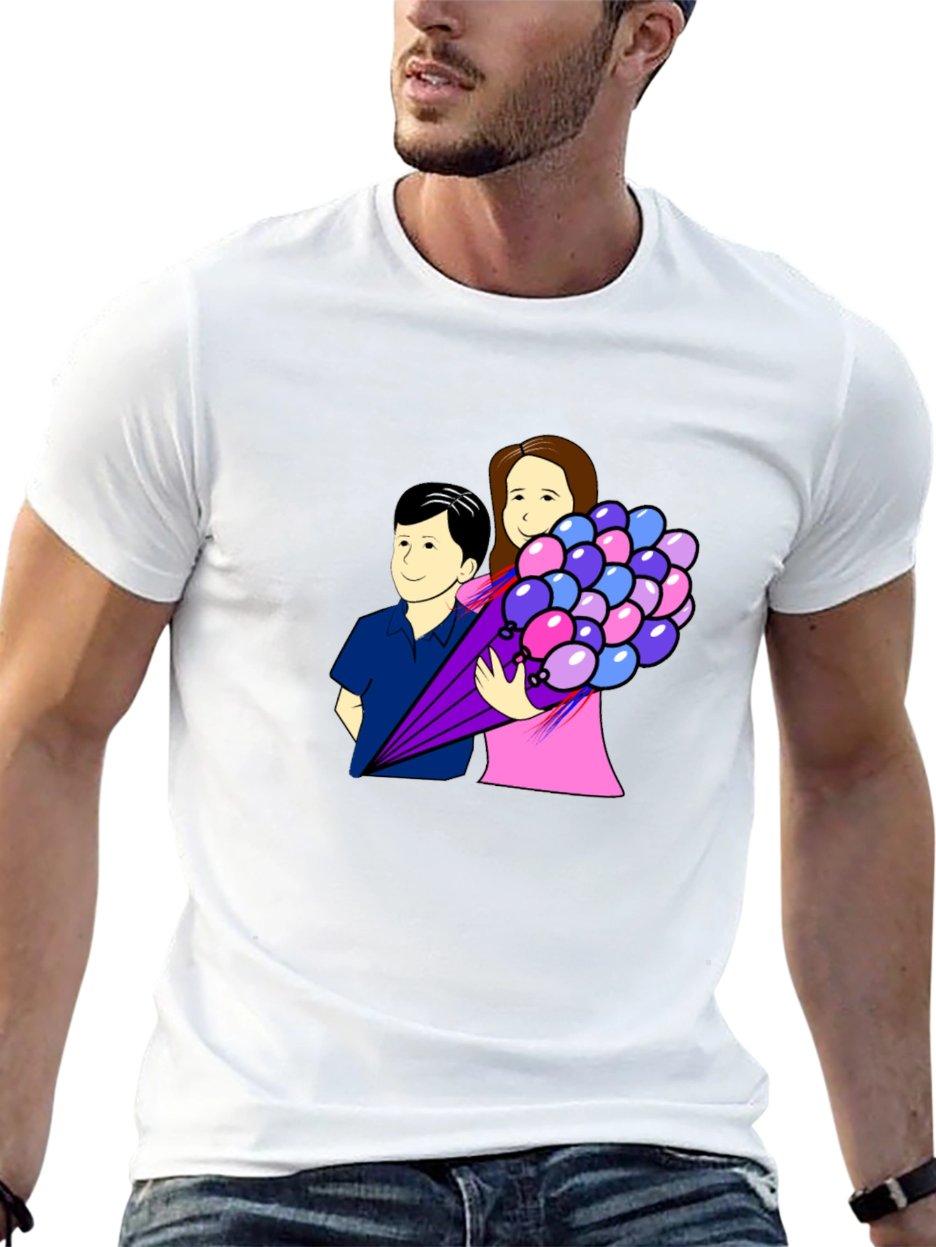 Couple Holding Balloons Graphic Tee