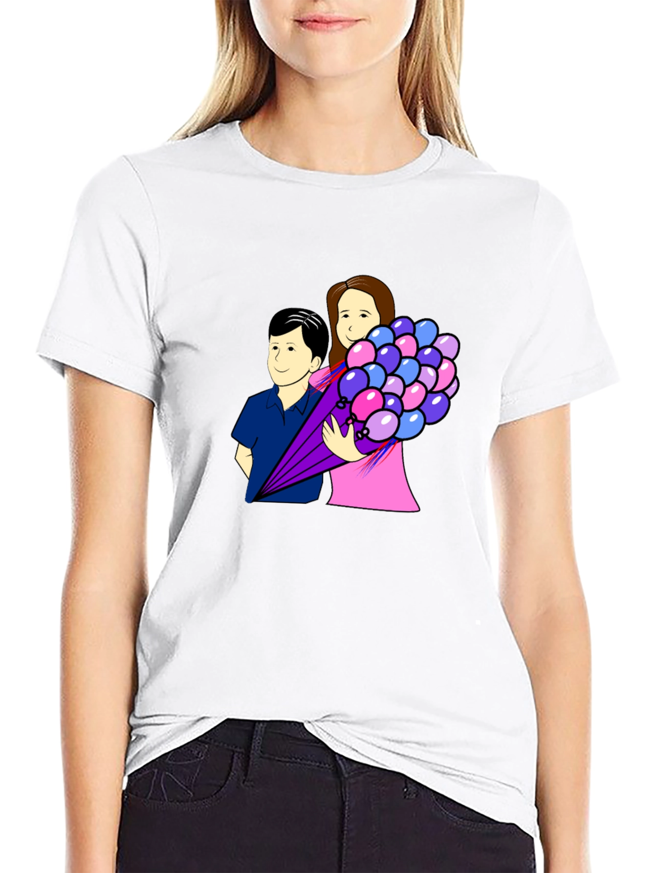 Couple Holding Balloons Graphic Tee