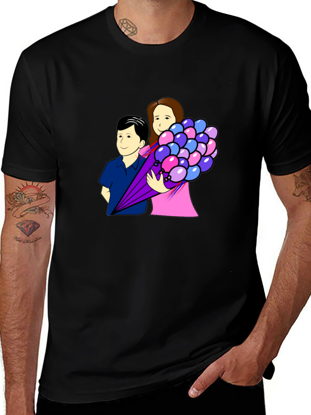 Couple Holding Balloons Graphic Tee