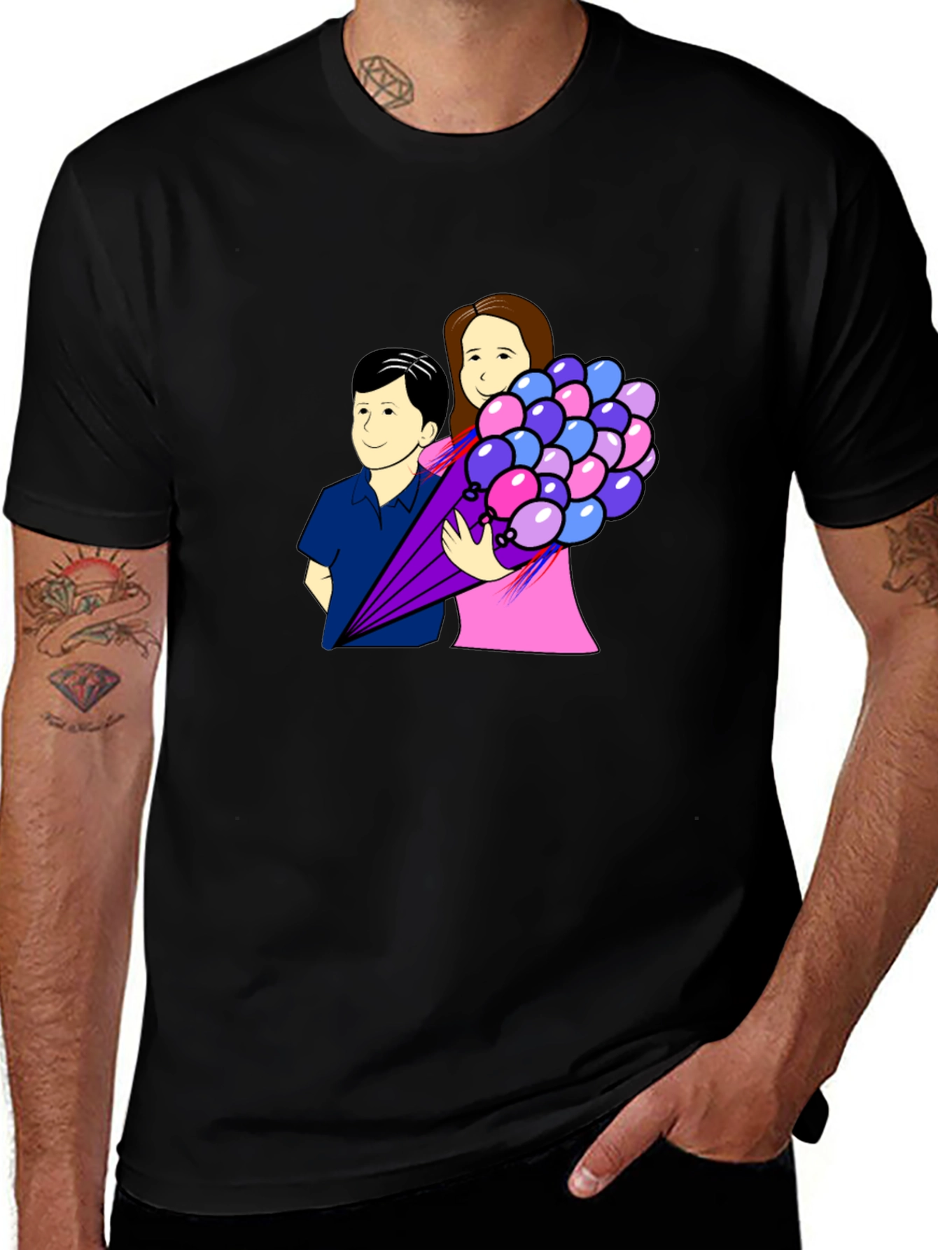 Couple Holding Balloons Graphic Tee
