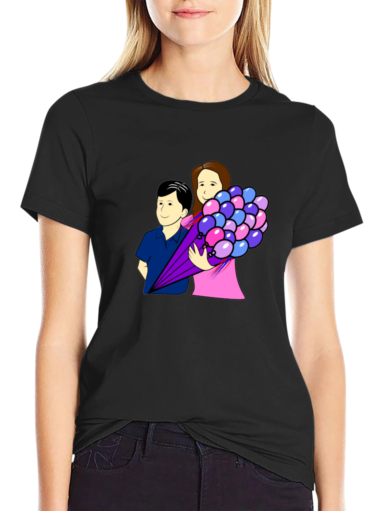 Couple Holding Balloons Graphic Tee