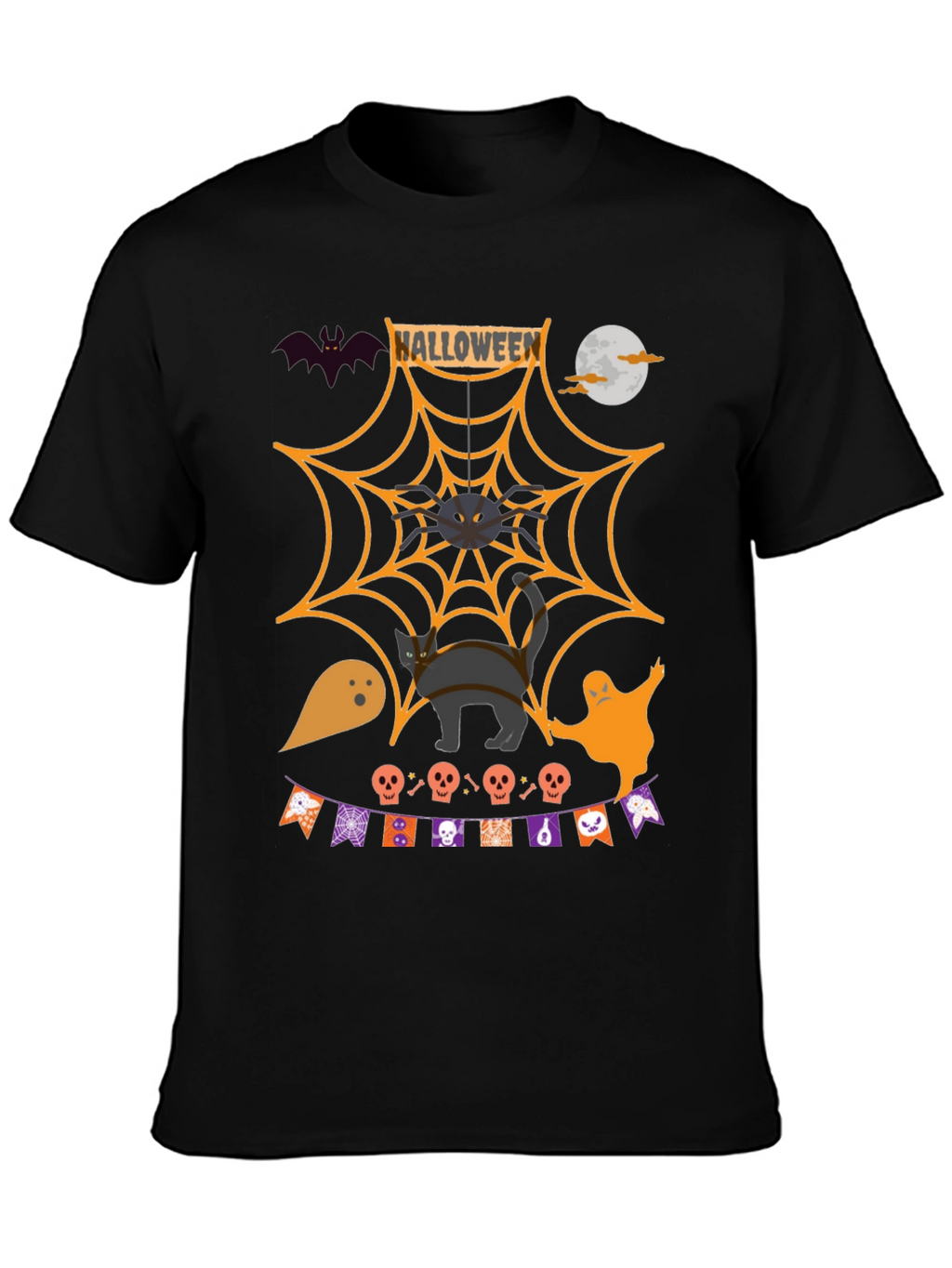 Halloween Graphic Tee: Spooky Spider Web Design