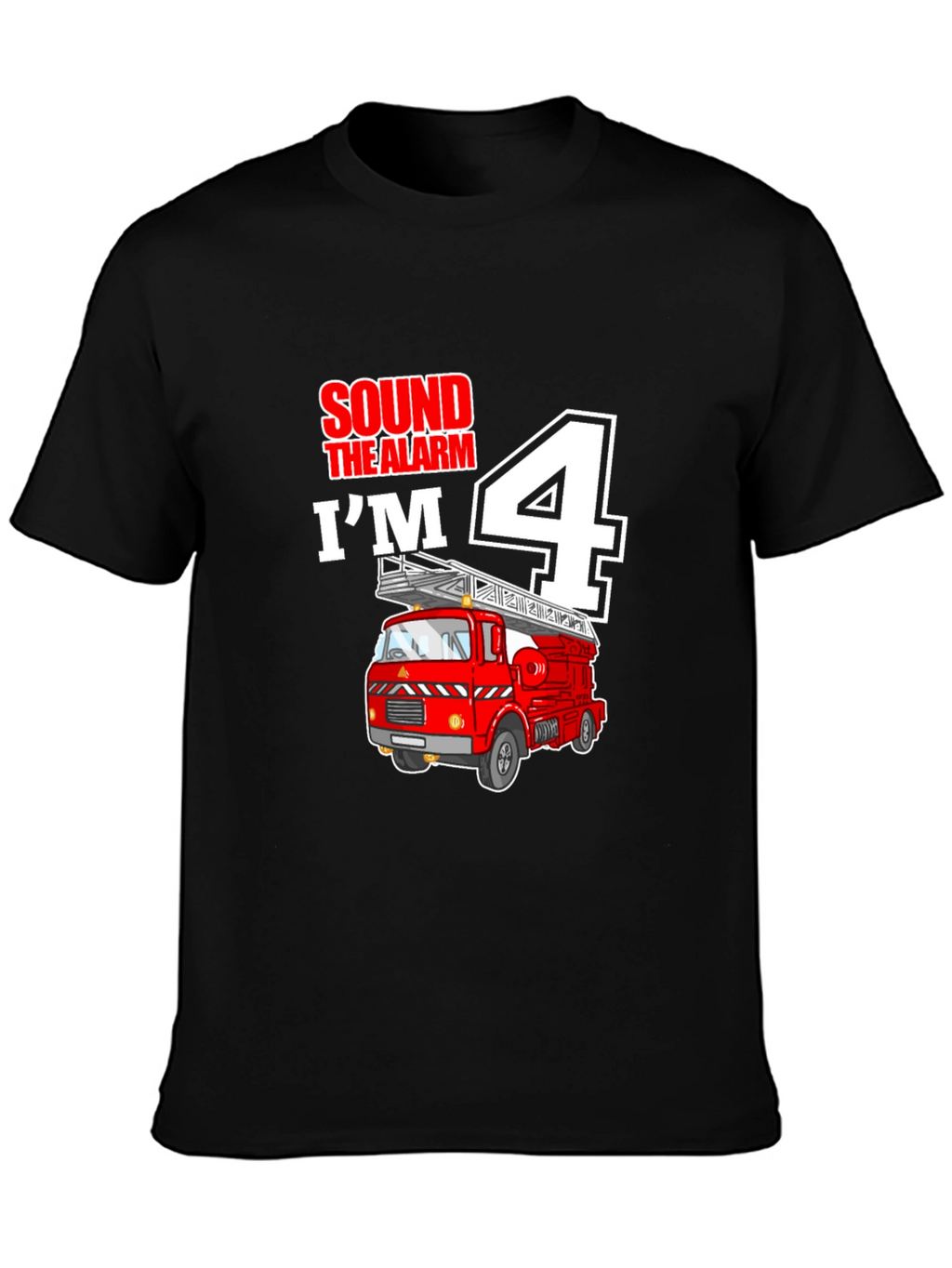 Fire Truck 4th Birthday Boy T-Shirt