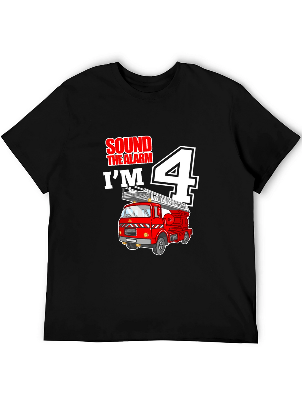 Fire Truck 4th Birthday Boy T-Shirt
