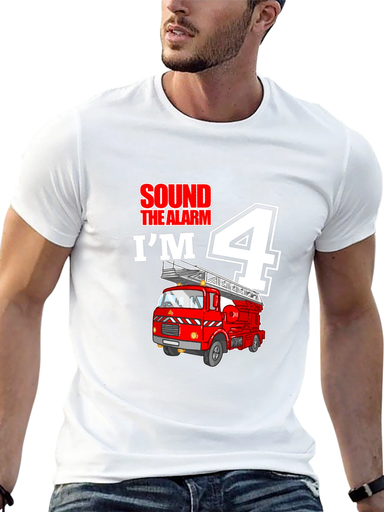 Fire Truck 4th Birthday Boy T-Shirt