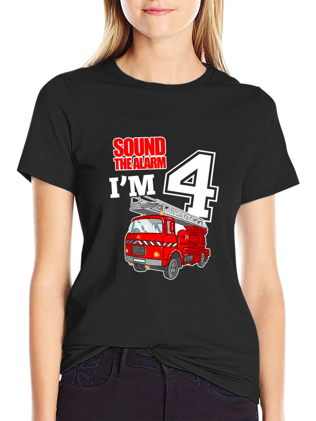 Fire Truck 4th Birthday Boy T-Shirt