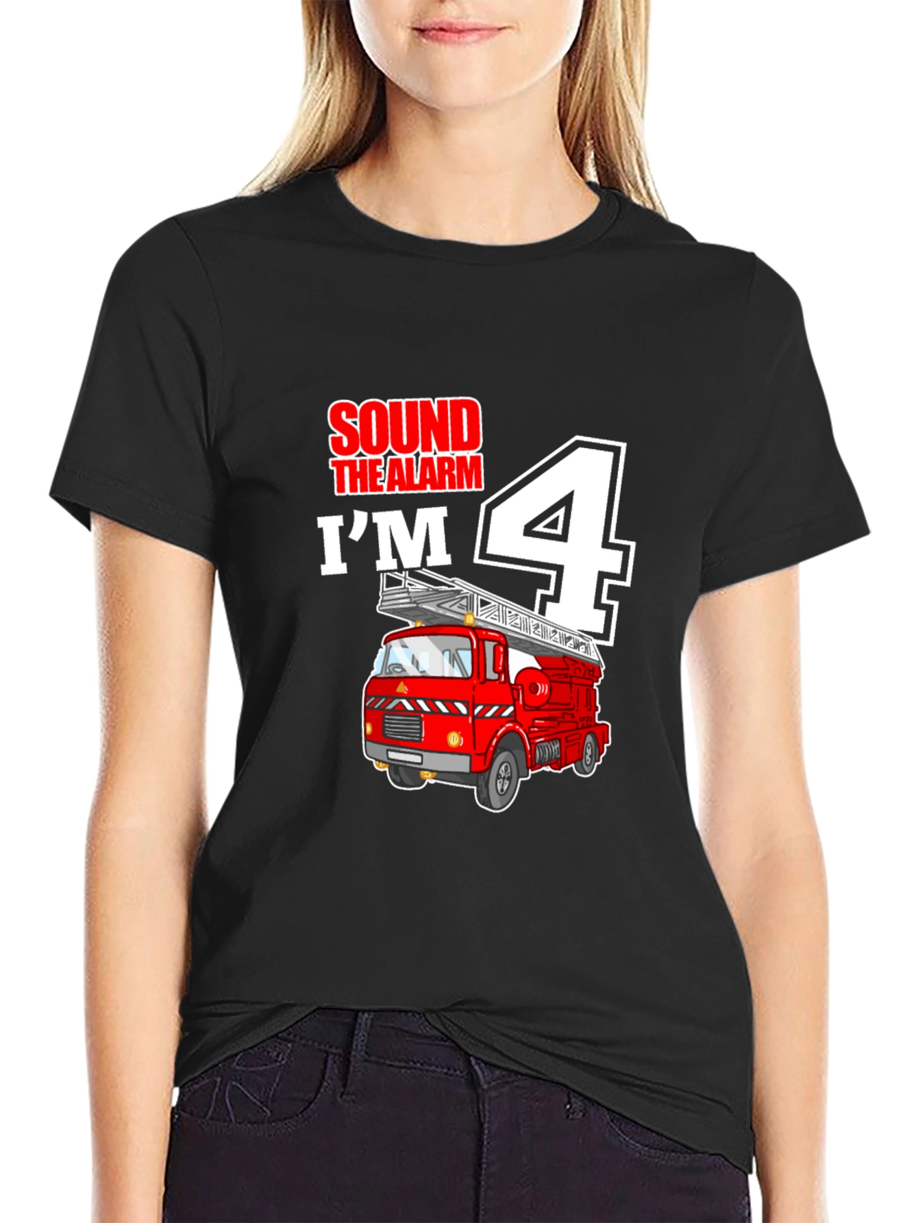 Fire Truck 4th Birthday Boy T-Shirt