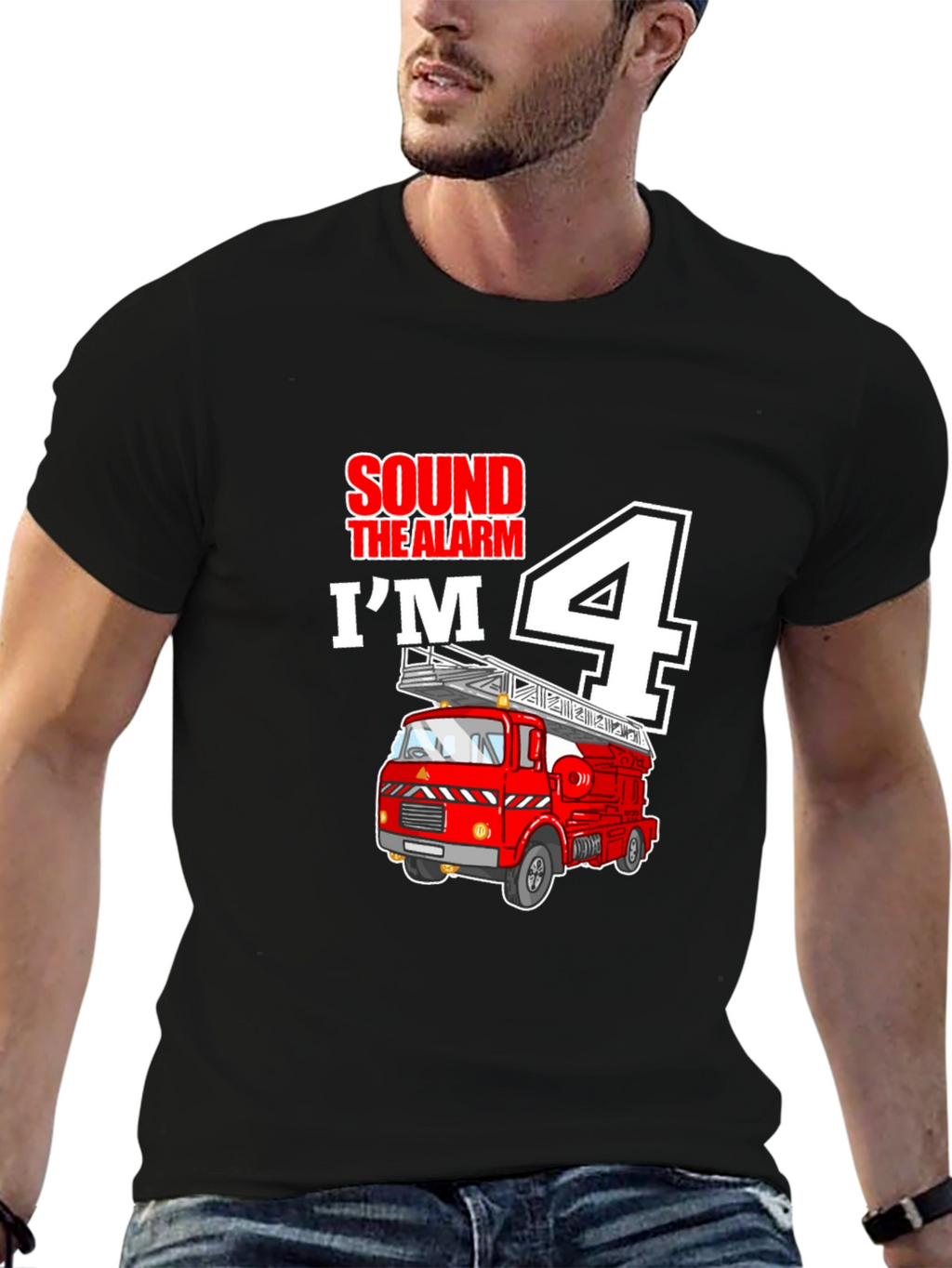 Fire Truck 4th Birthday Boy T-Shirt