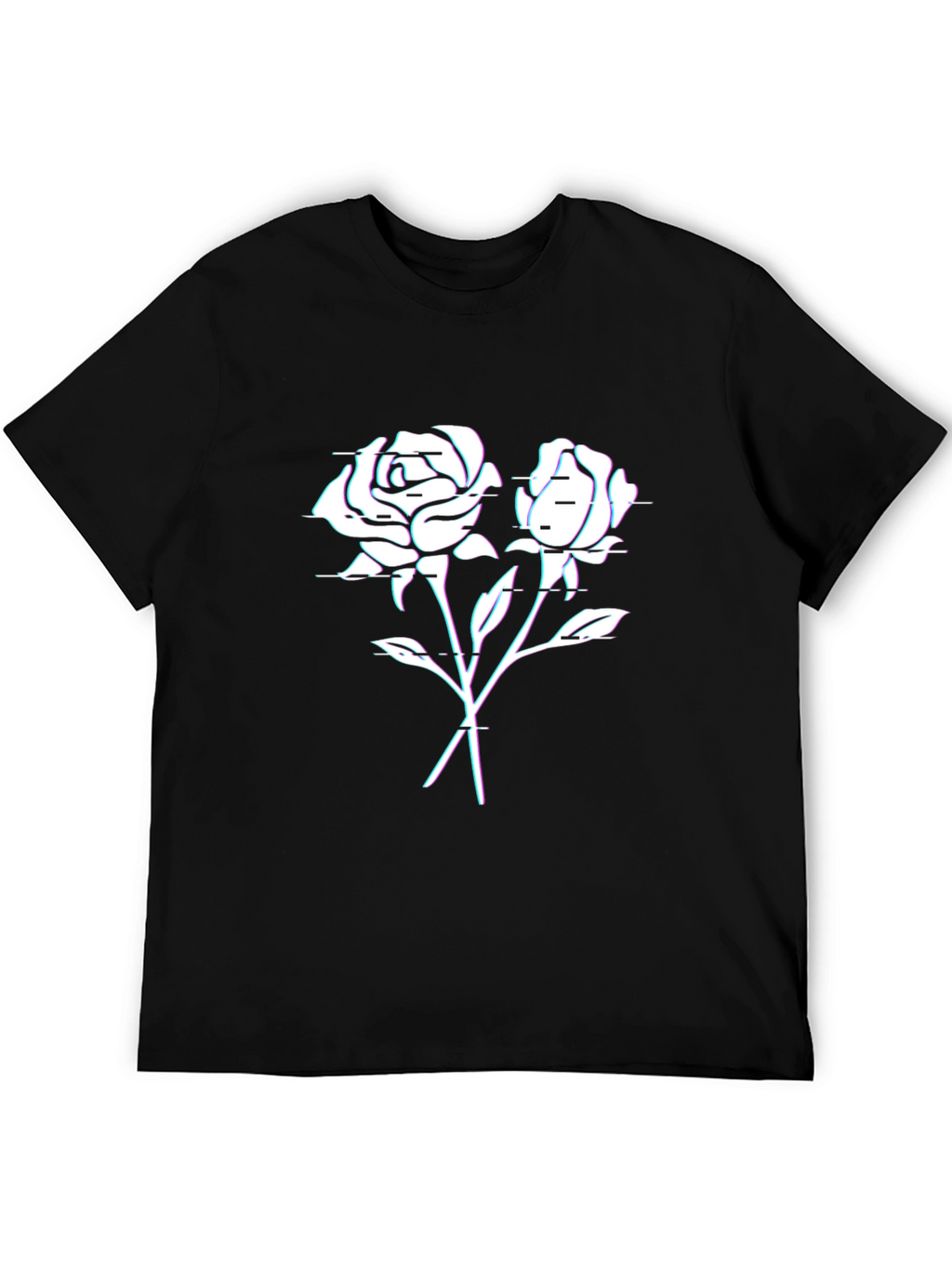 Glitch Rose Graphic T-Shirt - Black
