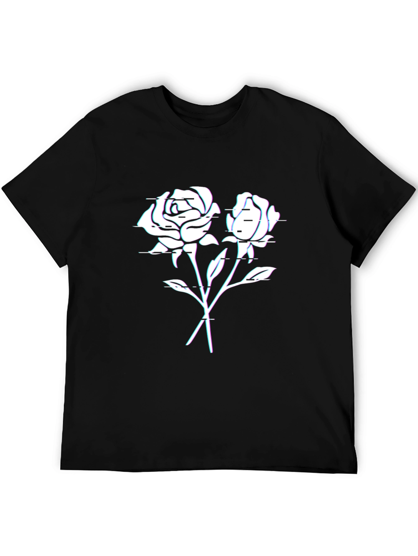Glitch Rose Graphic T-Shirt - Black