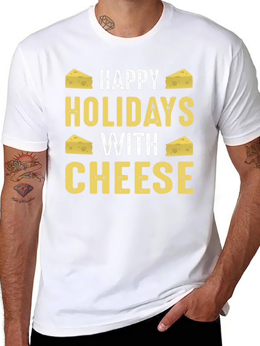 Happy Holidays With Cheese Graphic T-Shirt
