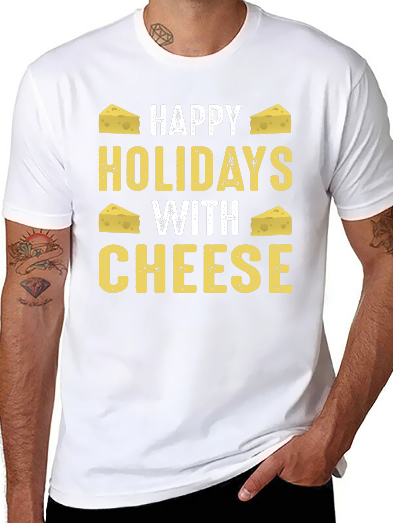 Happy Holidays With Cheese Graphic T-Shirt