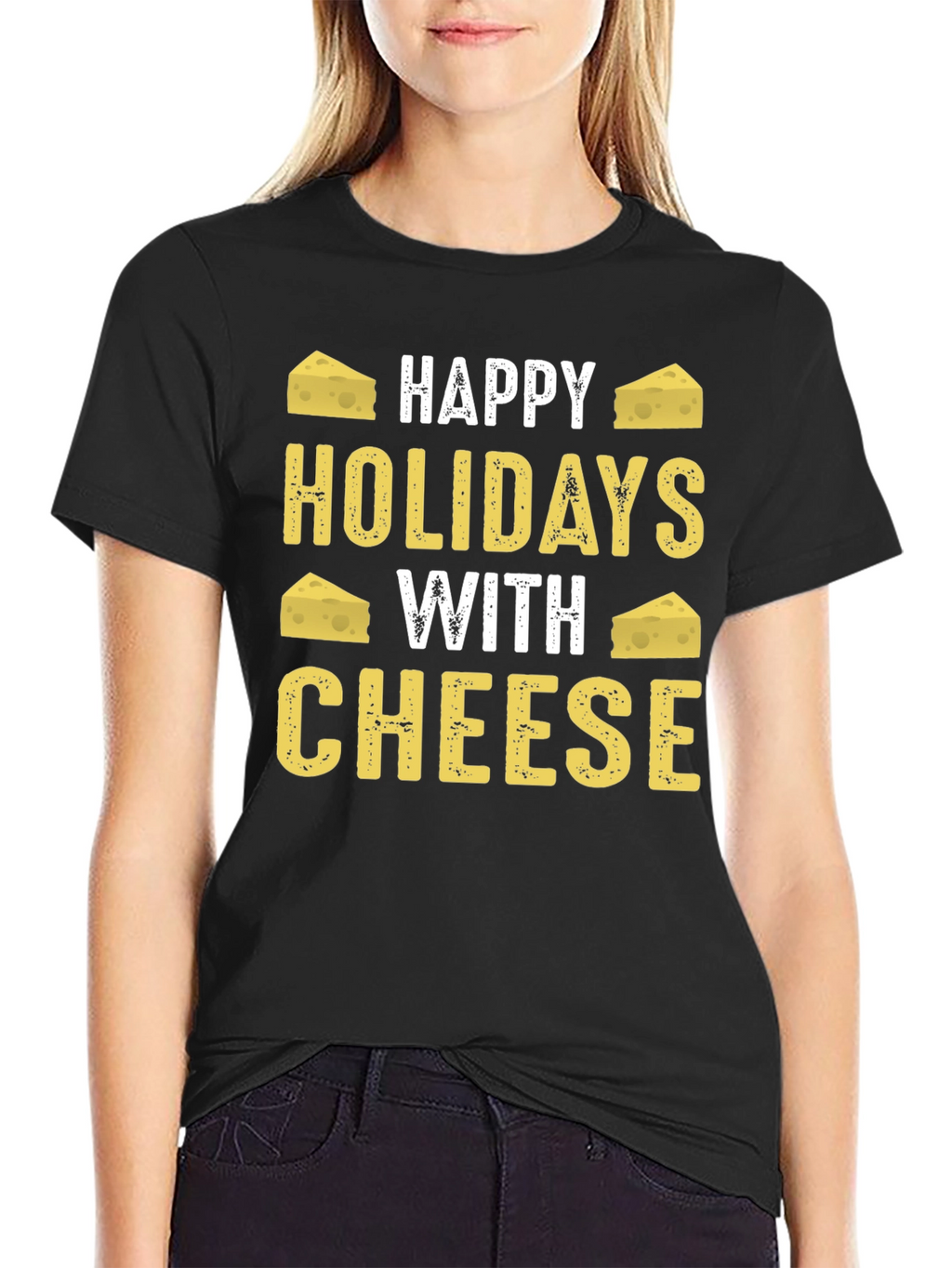 Happy Holidays With Cheese Graphic T-Shirt