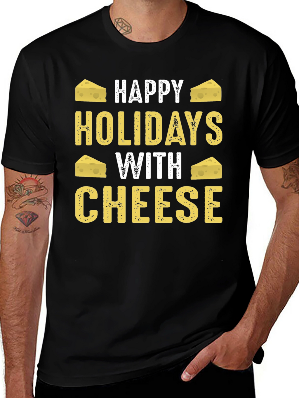 Happy Holidays With Cheese Graphic T-Shirt