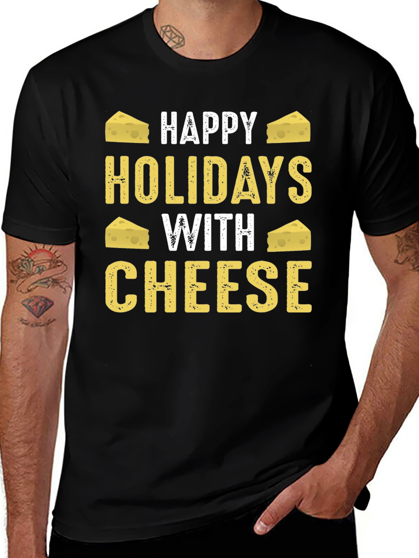 Happy Holidays With Cheese Graphic T-Shirt