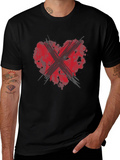 Red Heart X Black Tee: Edgy Graphic T-Shirt