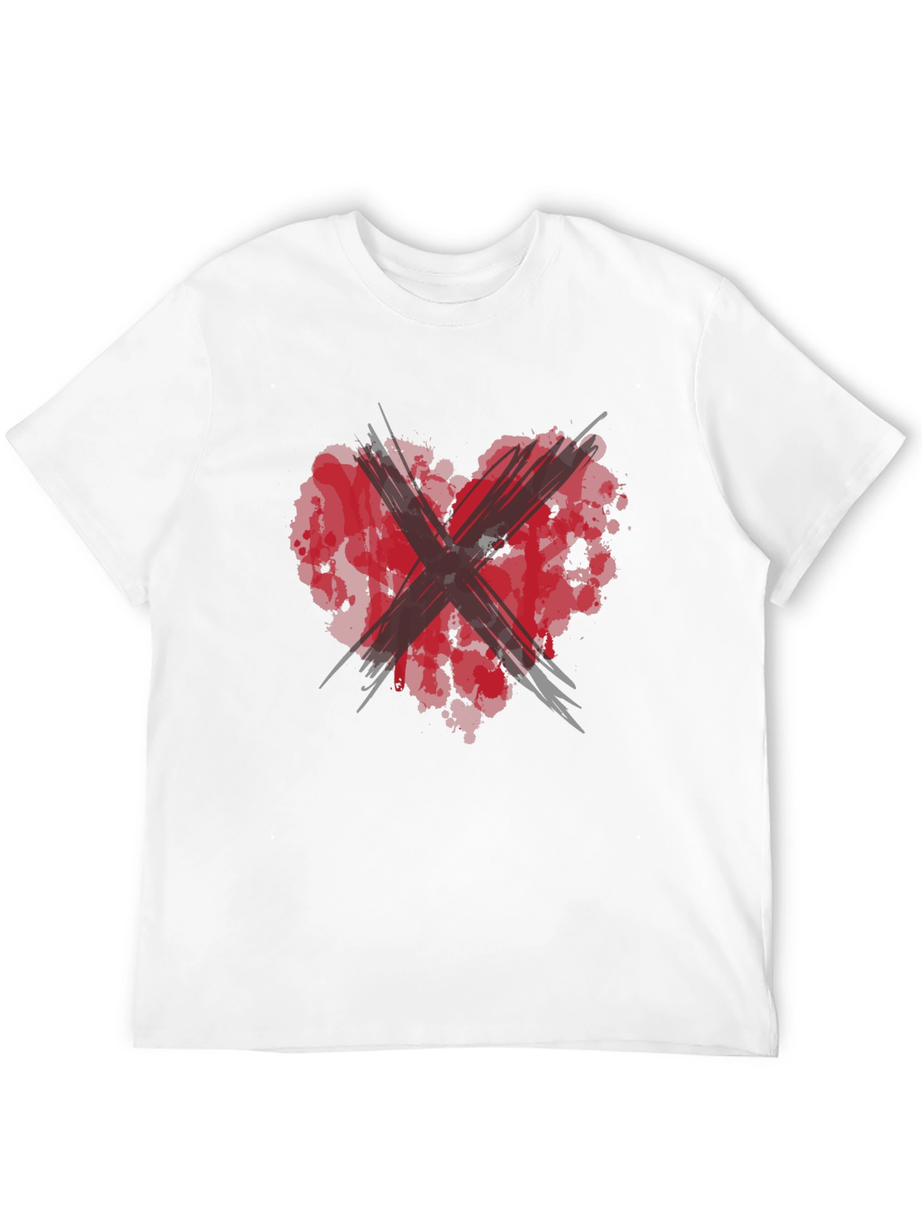 Red Heart X Black Tee: Edgy Graphic T-Shirt
