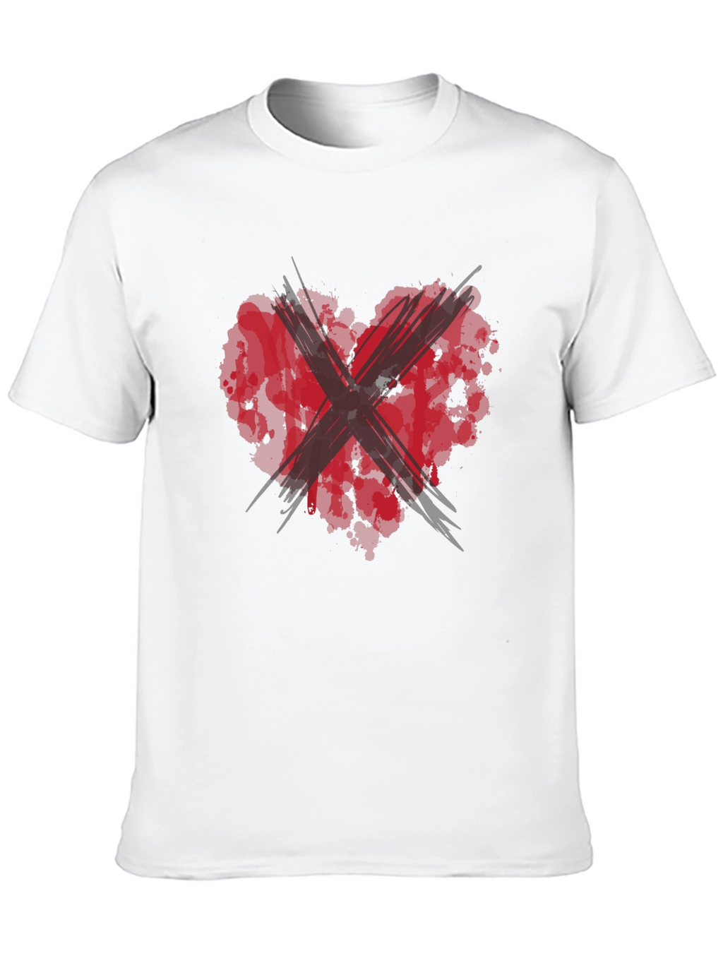 Red Heart X Black Tee: Edgy Graphic T-Shirt