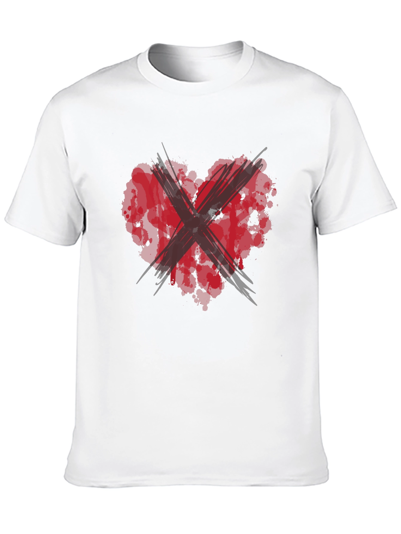 Red Heart X Black Tee: Edgy Graphic T-Shirt